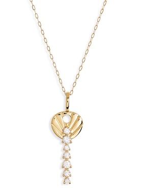 Miranda Frye 18k-Plate Gold Shell Pendant Necklace with CZ Drop Chain